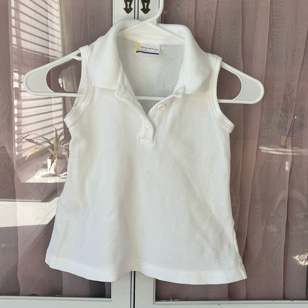 Girls White Collared Tank Top